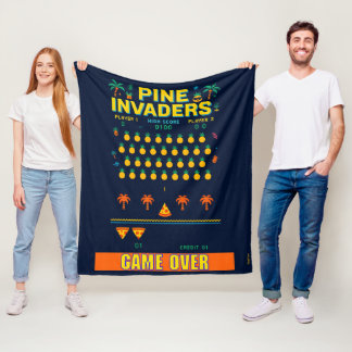 Pine Invaders-Pineapple Empire Retro Games Series Fleece Blanket