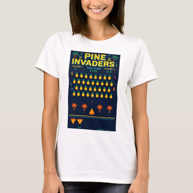 Pine Invaders-Pineapple Empire Retro Games Series T-Shirt (Front)