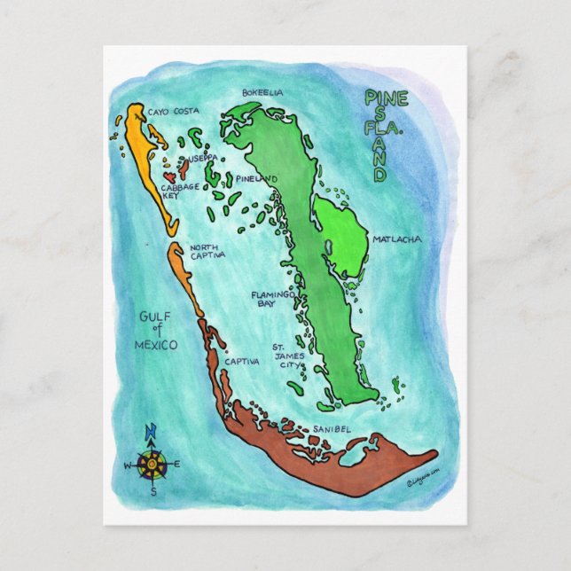 Pine Island Sanibel Captiva Îles Floride Carte (Devant)