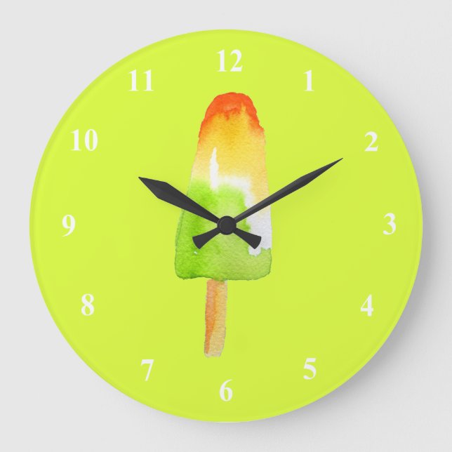 Pine Lime popsicle pop art cute food Large Clock (Front)