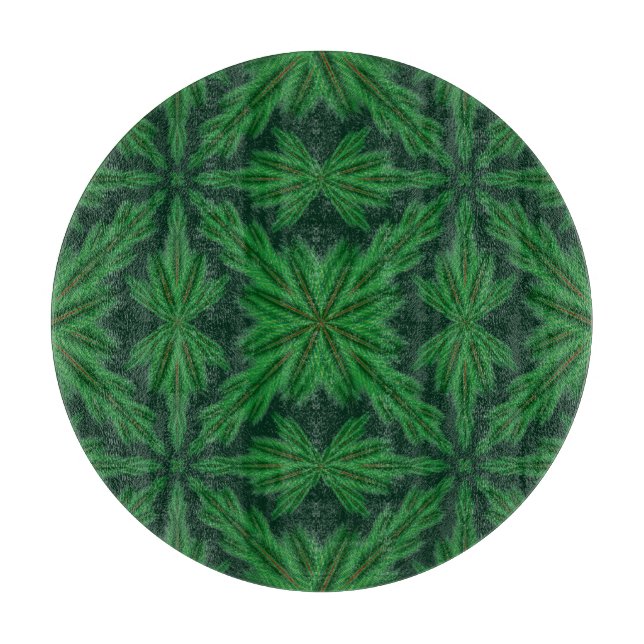 Pine Mandala Forest Glass Cutting Board (Front)