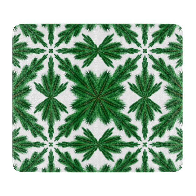 Pine Mandala Glass Cutting Board (Front)