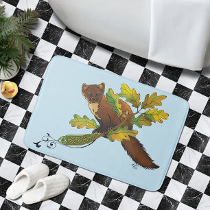 Pine Marten Autumn Leaves Bath Mat