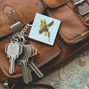 Pine Marten Autumn Leaves Business Logo Keychain
