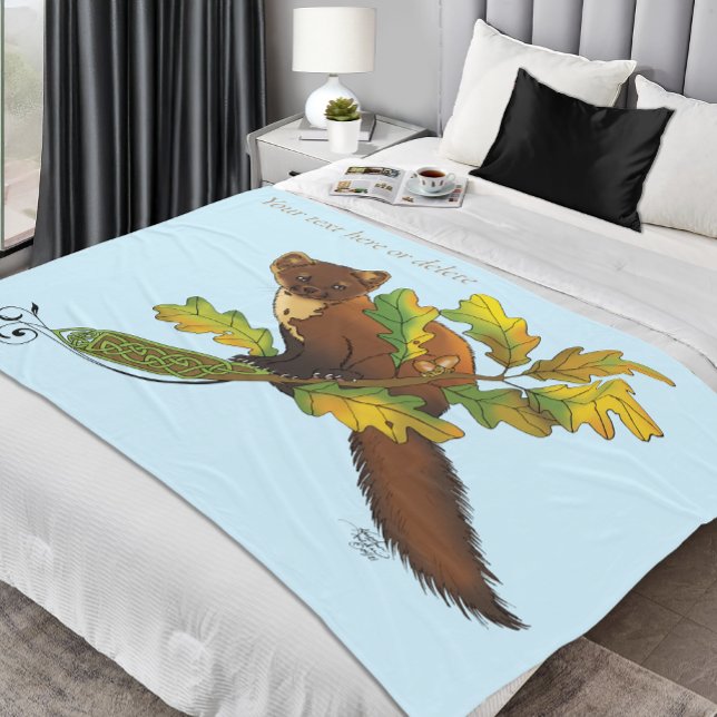 Pine Marten Autumn Leaves Fleece Blanket (Creator Uploaded)