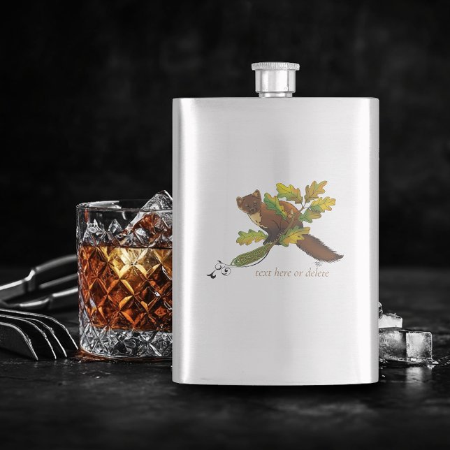 Pine Marten Autumn Leaves Hip Flask (Creator Uploaded)