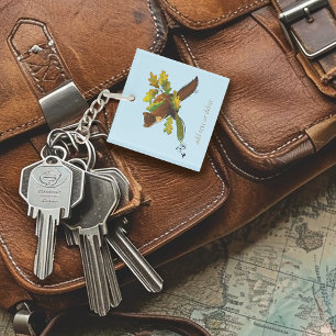 Pine Marten Autumn Leaves Keychain