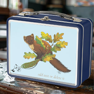 Pine Marten Autumn Leaves Metal Lunch Box
