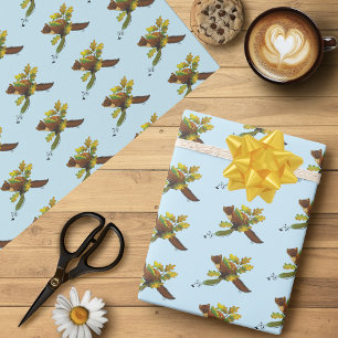 Pine Marten Autumn Leaves Wrapping Paper