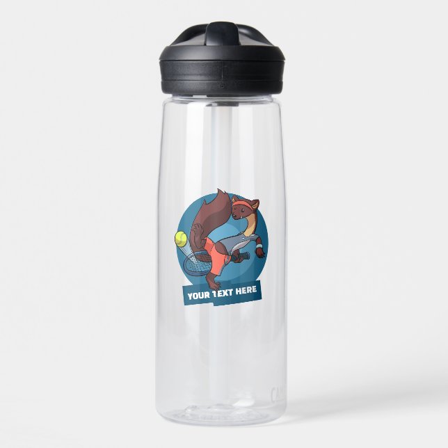 Pine Marten Custom Text Tennis Trick Shot Design Water Bottle (Front)