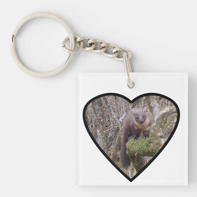 Pine Marten Forest Creature Portrait Unique  Keychain (Front)