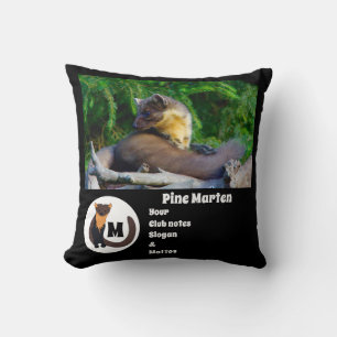 Pine Marten Photo Monogram Name Throw Pillow