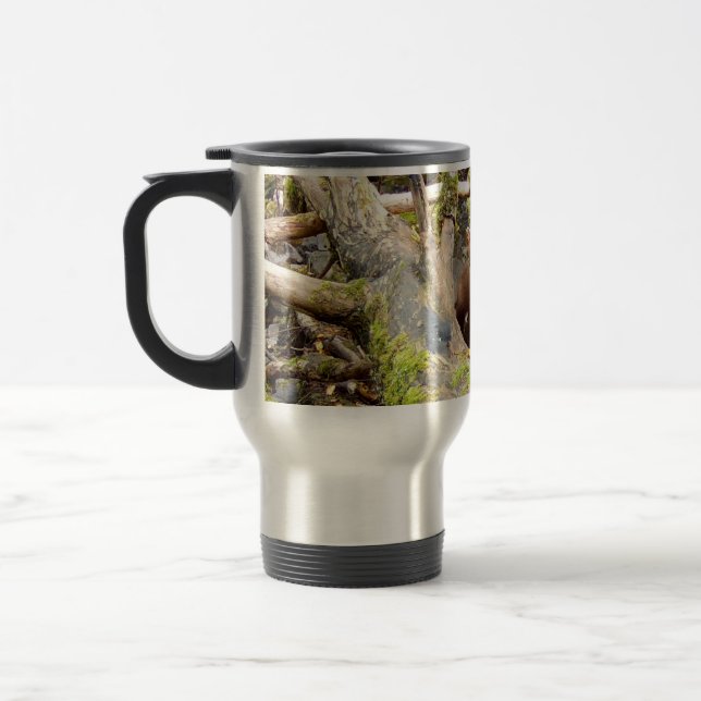 Pine Marten Wild Mammal Tree Log Nature Esthetic  Travel Mug (Left)