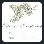 Pine Merry Christmas Minimalist Green foliage gift Square Sticker<br><div class="desc">Celebrate the season with modern simplicity using our Pine Merry Christmas Minimalist Family 2024 Photo Holiday Card. This elegant card features a minimalist pine tree design alongside your favourite family photo, offering a clean and sophisticated way to send warm holiday wishes. This card blends tradition with contemporary charm and is...</div>