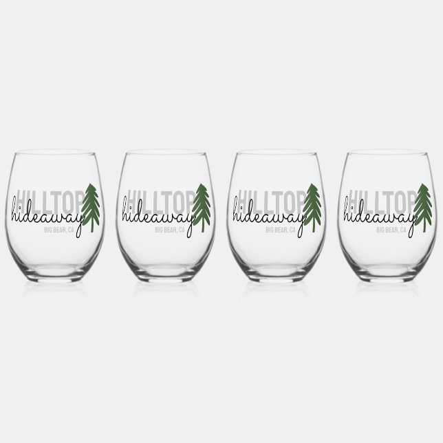Pine Mountain Cabin Vacation Rental -  Stemless Wine Glass (Front)