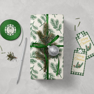 Pine Needle Lane - Botanical Pinecone Print Wrapping Paper