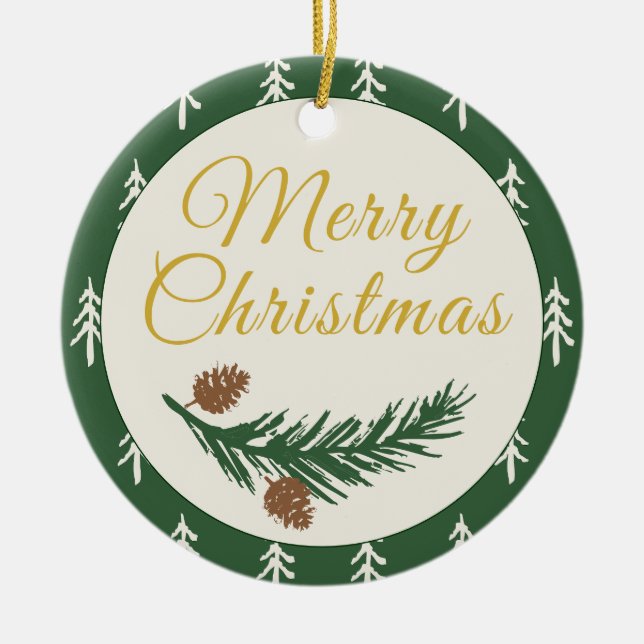 Pine Needle Lane - Merry Pines Ceramic Ornament (Front)