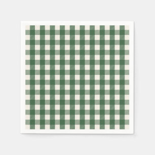 Pine Needle Lane - Pine Green Gingham Pattern Napkin