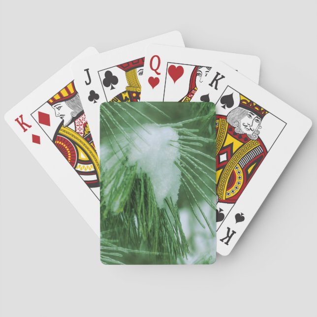 Pine Needles In Snow And Ice Winter  Playing Cards (Back)