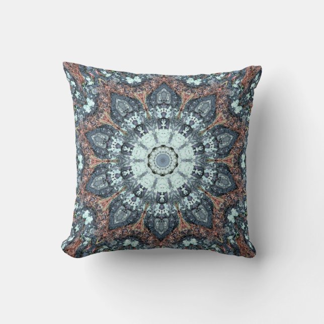Pine needles kaleidoscope throw pillow (Front)