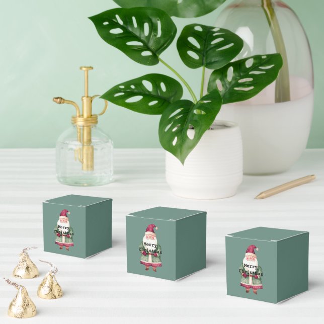 Pine Red Merry Christmas Tree Santa (on back) Favor Box (Multiple)
