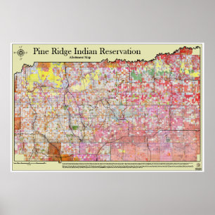 Pine Ridge Reservation Allottment Map w/districts Poster