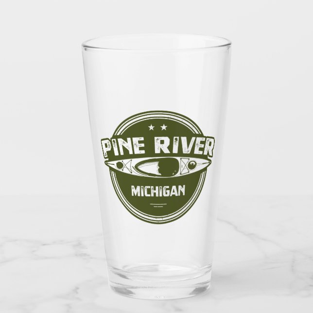 Pine River Michigan Kayaking Glass (Front)