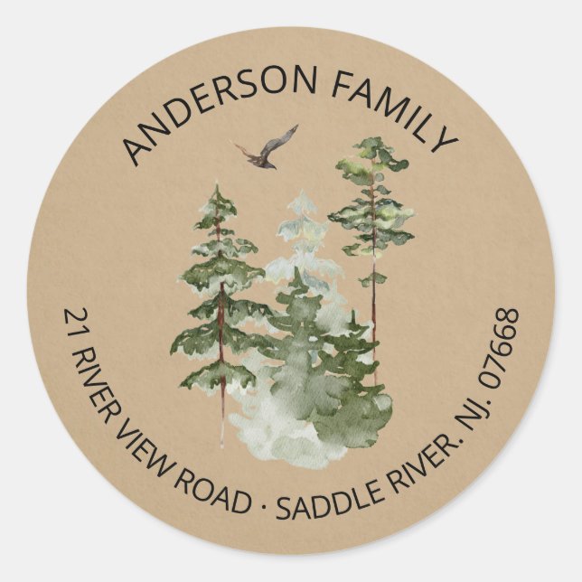 Pine Spruce Trees | New Home Address Label Sticker (Front)