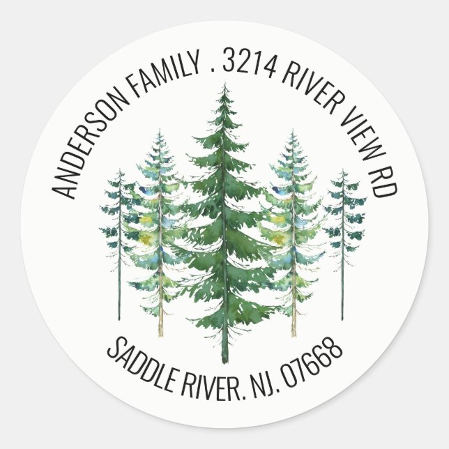 Pine Spruce Trees | New Home Address Label Sticker (Front)