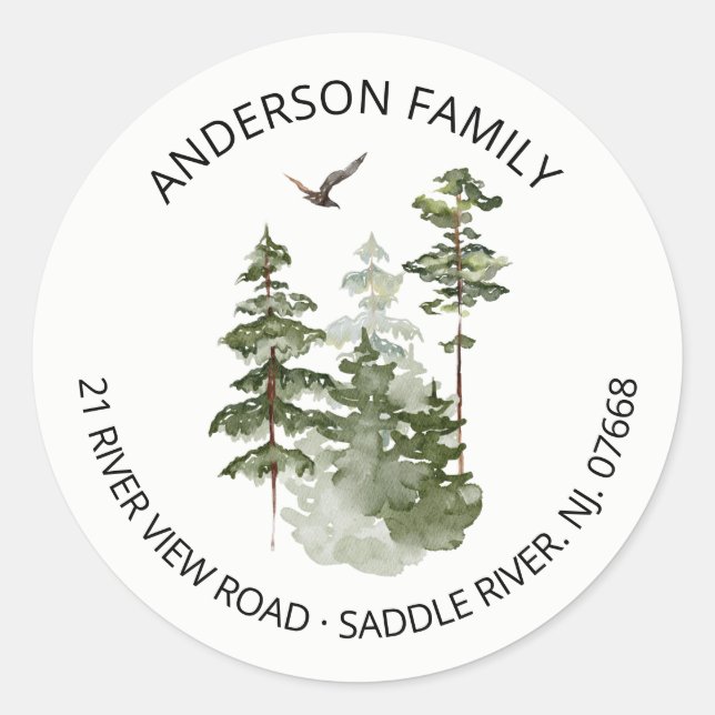 Pine Spruce Trees | New Home Address Label Sticker (Front)