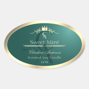 Pine Teal Product Label with Gold Frame Monogram