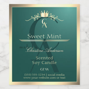 Pine Teal Product Label with Gold Frame Monogram