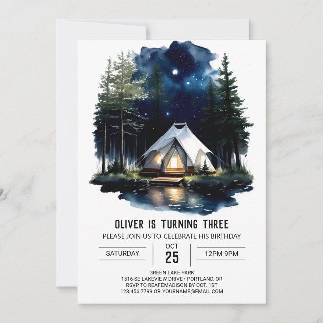 Pine Tree Adventure Anniversaire Invitation (Devant)