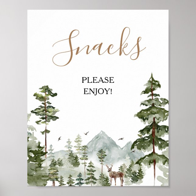 Pine Tree Adventure Awaits Couple Shower Snacks Poster (Front)