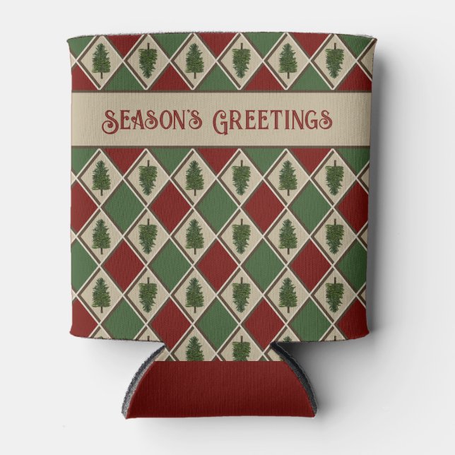 Pine Tree and Harlequin Can Cooler (Front)
