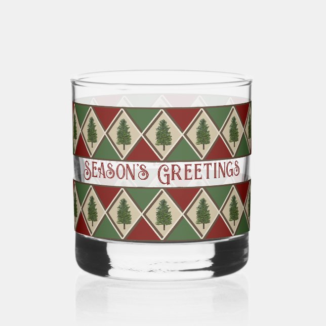 Pine Tree and Harlequin Drinkware Glasses (Front)