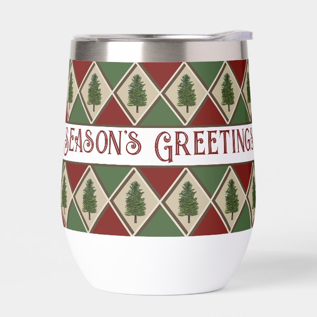 Pine Tree and Harlequin Wine Tumbler (Left)