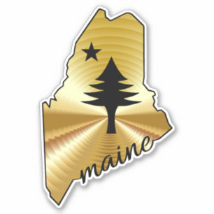 Pine tree and star 1901 flag map of Maine State