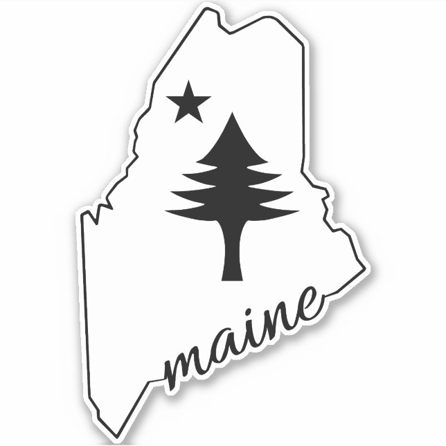 Pine tree and star 1901 flag map of Maine State (Front)