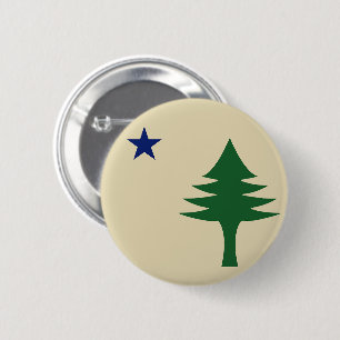 Pine tree and star 1901 flag of Maine State 2 Inch Round Button