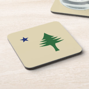 Pine tree and star 1901 flag of Maine State Coaster