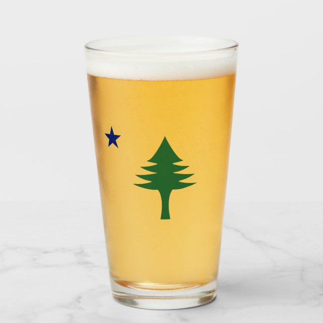 Pine tree and star 1901 flag of Maine State Glass (Front Filled)