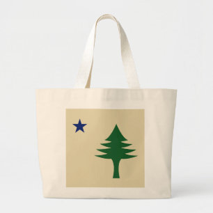 Pine tree and star 1901 flag of Maine State Large Tote Bag