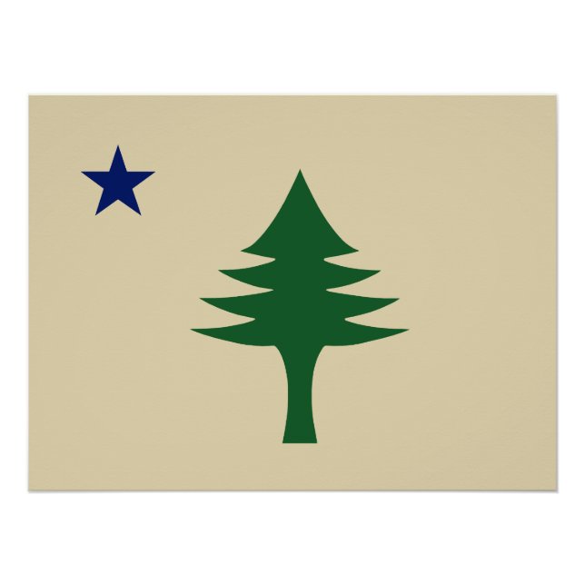 Pine tree and star 1901 flag of Maine State Poster (Front)