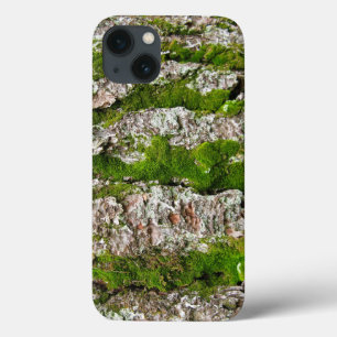 Pine Tree Bark With Moss iPhone 13 Case