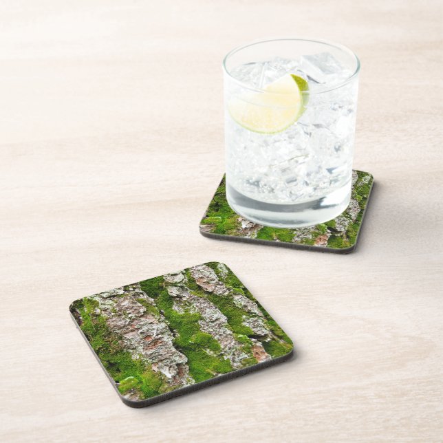 Pine Tree Bark With Moss Coaster (Right Side)