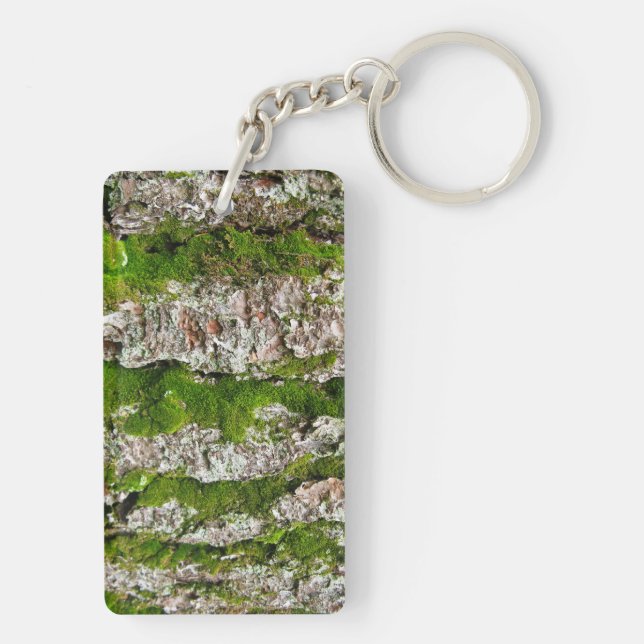 Pine Tree Bark With Moss Keychain (Back)
