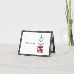 Pine Tree Black Red Holiday Country Plaid