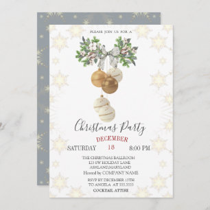 Pine Tree Branch Bow Christmas Balls Christmas  Invitation