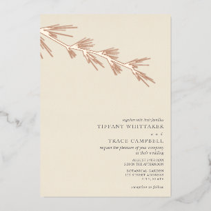 Pine Tree Branch Cream Mariage Foil Invitation